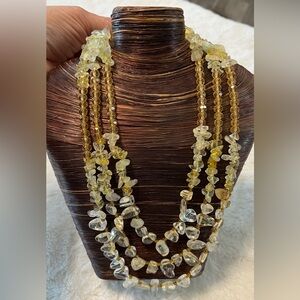 Retro style 3 tier rock and bead necklace